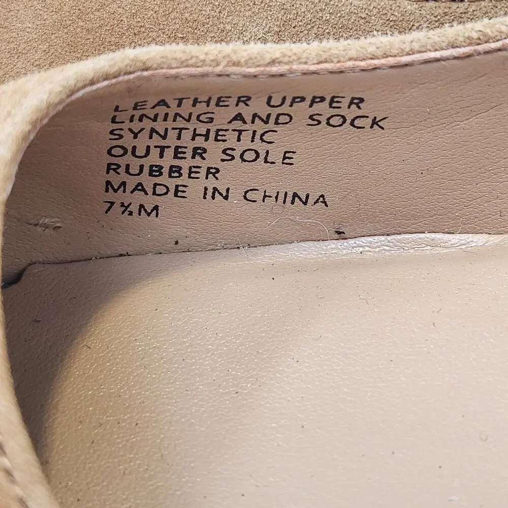 Banana Republic Womens Tan Suede Block Heels Pumps Size 7.5 M Round Toe Career